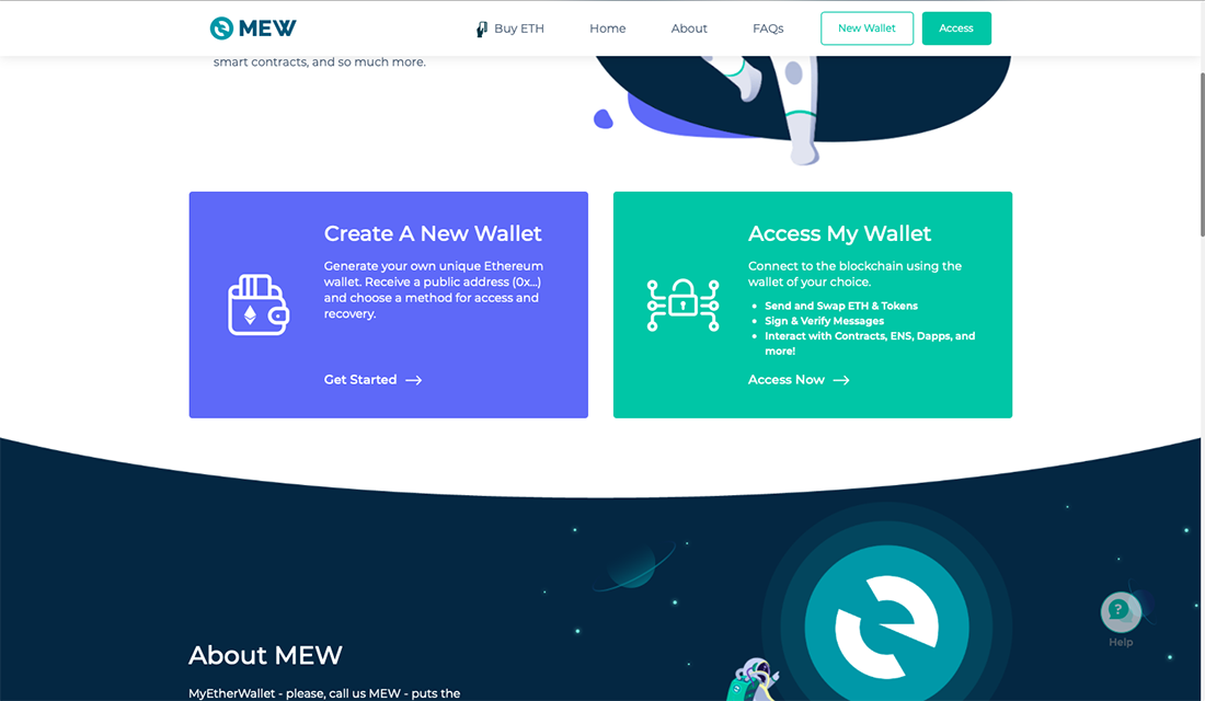 MyEtherWallet asztali online felület